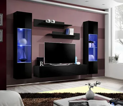 Produktbild von Wohnwand TV Lowboard Wand Regale Wohnzimmer Design Moderne 5tlg