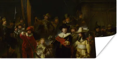 Produktbild von MuchoWow® Poster Die Nachtwache - Gemälde von Rembrandt van Rijn 80x40 cm - Wanddeko