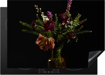 Produktbild von KitchenYeah© Herdabdeckplatte Blumen - Farben - Stilleben , 75x52cm, Küche Deko, Glaskeramikkochfeld Herdabdeckung, Abdeckplatte fùr Kochfeld