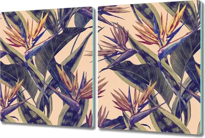 Produktbild von Glas-Herdabdeckplatte Glaskeramikkochfeld-Abdeckung Spritzschutz - 2x 40x52 cm - Hawaii-Blume Blatt