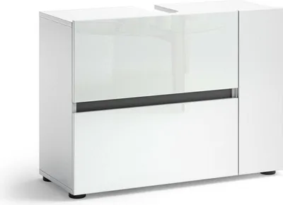 Produktbild von Badezimmermöbel Dellertsso, Badezimmerschrank, Mehrzweckschrank, Hängeschrank mit Spiegel,  Italy, Glänzendes Weiß, 83x34h62 cm