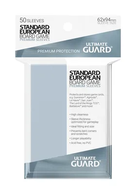 Produktbild von Ultimate Guard Premium Soft Sleeves für Brettspielkarten Standard European (50)