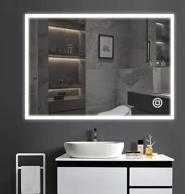 Produktbild von YOLEO Badspiegel mit Beleuchtung, Wandspiegel 100*60 cm, LED-Spiegel mit Touchschalter und Beschlaghemmungsfunktion, Kaltweiß 6400K