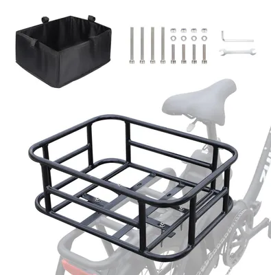 Obrázok produktu pre Košík na bicykel, zadný, s vnútornou výstelkou, rozmer 43x32x15 cm, vhodný pre elektrické bicykle a bežné bicykle