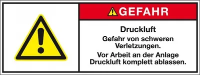 Produktbild von Dreifke® Aufkleber I Produktsicherheitsschild Gefahr - Druckluft, RoHS konfor...