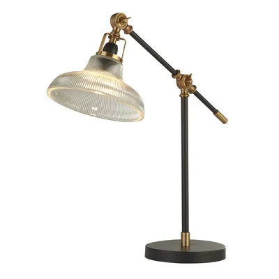 Immagine prodotto di lampada da tavolo Berwick - Nero e ottone con vetro trasparente a coste