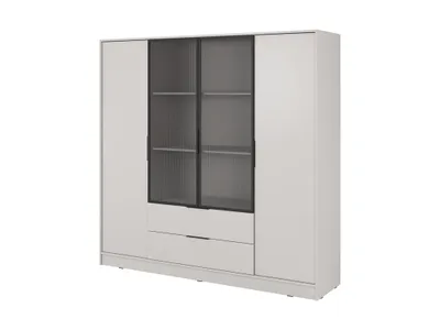 Produktbild von BETTSO Moderner LYKE Kleiderschrank mit Glasfront Beige mit LED