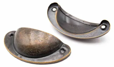 Produktbild von Vintageparts Muschelgriff Metalllegierung antik bronzefarben 81,6mm, 2 Stück