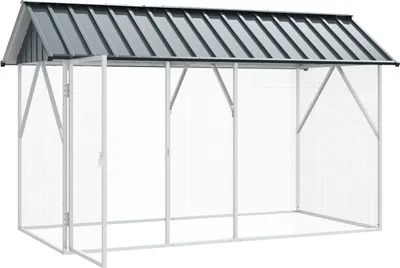 Produktbild von 2025 Moderne Vogelvoliere Anthrazit 112x227x141 cm Stahl - Vogelkäfige Hommie14672