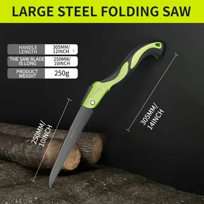 Produktbild von Faltbare Handsäge SK9-Stahl – 25 cm Sägeblatt, 30 cm Griff – Klappsäge für Holz, Garten & Outdoor – Ergonomisch & robust – Profi-Baumsäge für Heimwerker & Camping