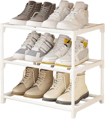 Produktbild von Schuhschrank Schmal, Schuhregal mit 3 Ebenen, Schuhablage Metall, Stapelbars Schuhregal Wei?, Schuhregale Klein Geeignet fš¹r Flure, Schlafzimmer und Eingangsbereiche, Einfache Montage