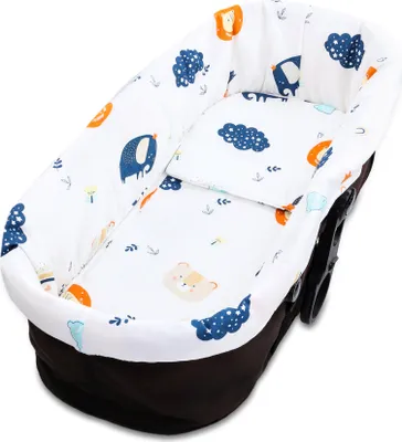 Produktbild von Stubenwagen Umrandung - Nestchen für Kinderwagen und Buggy Babybett Zubehör Babywanne und Kinderwagenzubehör Set 3-teilig Schonbezug mit Kissen und Einlage