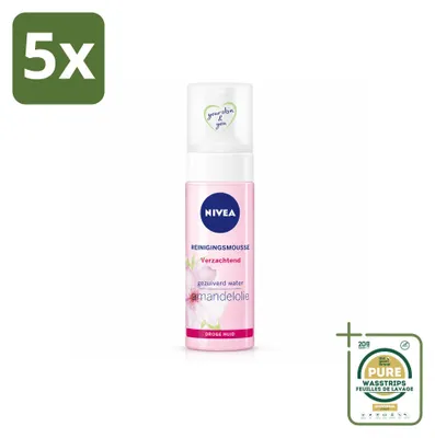 Productafbeelding van 5 x NIVEA Essentials Kalmerende Reinigingsmousse - voor droge en gevoelige huid - 150 ml - Voordeelverpakking - 5 stuks