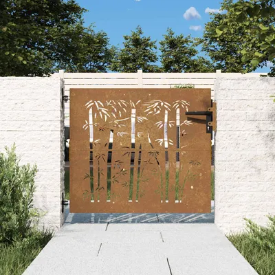 Image de Vidaxl Portail 85x100 cm Bambou Design Acier Corten
