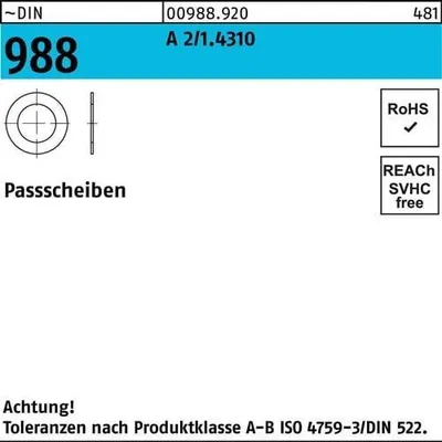 Produktbild von Reyher  Paßscheiben DIN 988 1.4301 25x35x0,25 A 2 (1000 Stück)