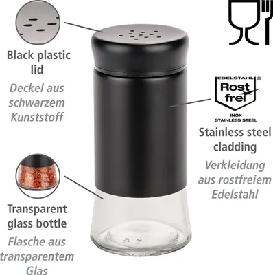 Image de Saupoudreuse à épices en verre Boga Noir