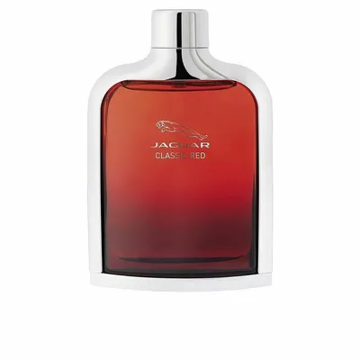 A bottle of Jaguar Classic Red eau de Toilette for men.