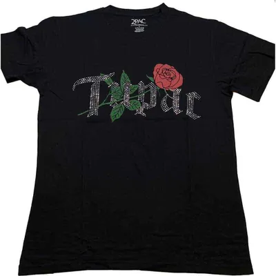 Produktbild von 2Pac Rose Logo (Embellished) T-Shirt mit kurzen Ärmeln Black XL