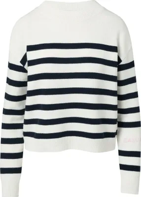 Produktbild von Comma Damen Pullover Relaxed Fit, Weiß, Größe 42, mit verkürzten Streifen