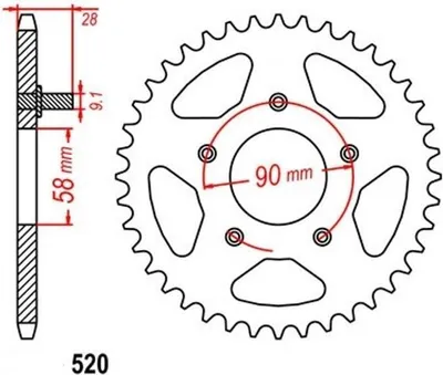 Zdjęcie produktu dla Zębatka 36 Z skok 520 do HONDA NSR 125 F/R 89-92 Tylna zębatka