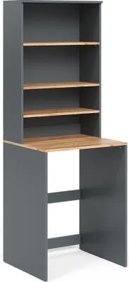 A freestanding desk with an attached hutch, shown against a white background.