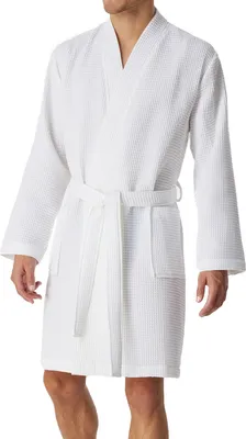 Produktbild von Schiesser Waffel Piqué - Baumwolle Bademantel Mit Bindekordel und zwei aufgesetzten Taschen, 100cm-Länge und klassische Form im Kimono-Schnitt, 100% Baumwolle, in edler Waffelpiqué-Optik