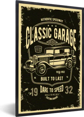 Produktbild von MuchoWow® MuchoWow® Gerahmtes Poster Mancave - Auto - Retro - Garage 20x30 cm - Poster mit zchwarzem Bilderrahmen - Drucken - Bilder Poster im Rahmen