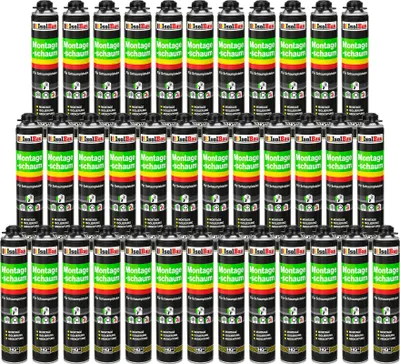 Produktbild von Isolbau - Bauschaum Montageschaum 36 x 750 ml PolyurethanSchaum 1K Pistolenschaum Zargenschaum - Isolierung Abdichtung für Innen und Außen