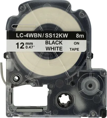 Produktbild von vhbw Schriftband-Kassette Ersatz für Epson LC-4WBN für Etiketten-Drucker 8m x 12mm Schwarz auf Weiß