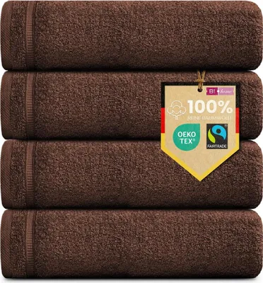 Produktbild von 4er Set Gästehandtücher Plain braun 30x50 : Braun : 30x50