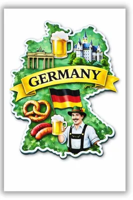 Kühlschrankmagnet Deutschland mit Flagge, Brezel & Bier