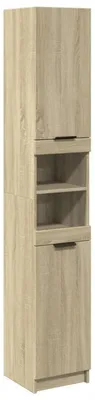 Image de Armoire de salle de bain haute et élancée, design moderne, en bois imitation chêne Sonoma, dimensions 32x34x188,5 cm