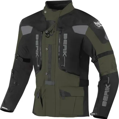 Image de Veste textile imperméable 3en1 pour moto Berik Dakota, noir/vert, 56