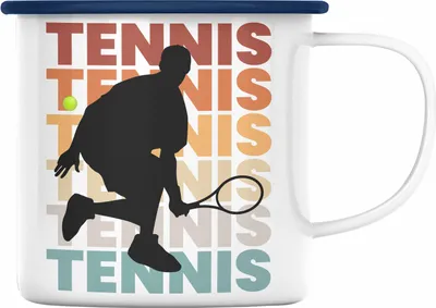 Produktbild von Trendation - Tennis Mann Geschenk Trainer Coach Tennisspieler Geschenkidee Emaille Emaille Tasse (Blau)