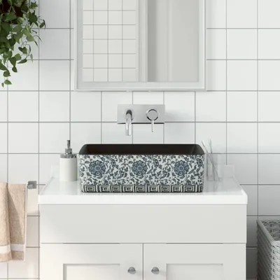 Produktbild von "2024"Modernen Aufsatzwaschbecken Schwarz Blau Rechteckig 46x35,5x13cm Keramik - Waschbecken Design73750