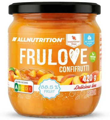 Produktbild von ALLNUTRITION FRULOVE Confifrutti Peach 420g köstlicher Pfirsichgeschmack bis zu 88,5% Früchte