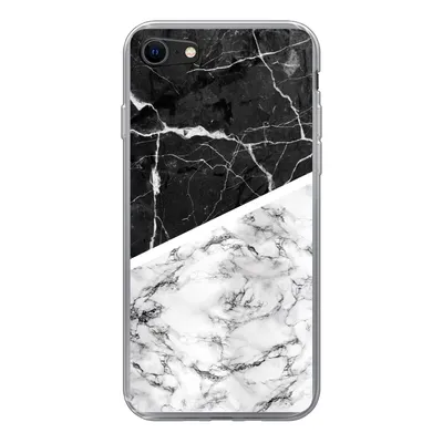 Produktbild von MuchoWow® Handyhülle Schutzhülle Hülle für iPhone 7 Marmor - Schwarz - Weiß Silikon Softcase Handy Hülle - Kartenhalter