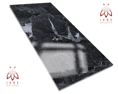 Produktbild von 0,72m² PVC Wandverkleidung Wandpaneelen Marmoroptik | Bad & Küche |Alternative zu Fliesen & Marmor | MPVC Schwarz 01 | 120x60cm | Bad & Küchenfliese