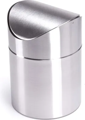 Produktbild von Edelstahl mini Tischmülleimer Abfallbehälter müll Aufbewahrung Eimer Trash Swingdeckel (Silber)