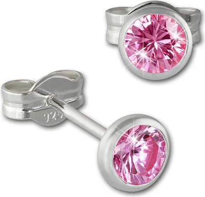 Produktbild von SilberDream Ohrstecker für Damen 925 Silber rosa Zirkonia Ohrringe 4mm SDO5534A