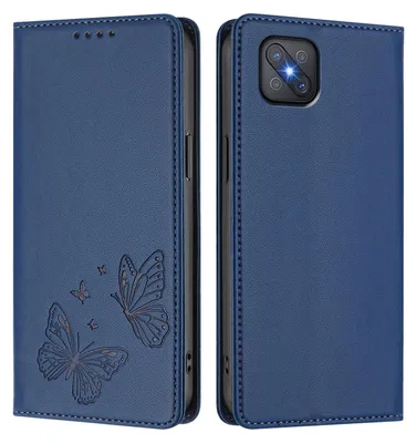 Obrázek produktu pro Kožené pouzdro pro Oppo A92s, motýlí ražbou, peněženkové flip pouzdro se stojánkem Tmavě modrá