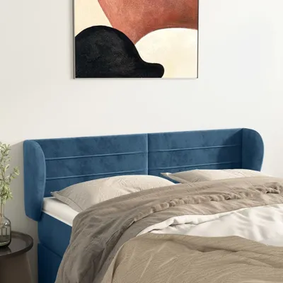 Produktbild von Kopfteil mit Ohren Dunkelblau 147x23x78/88 cm Samt