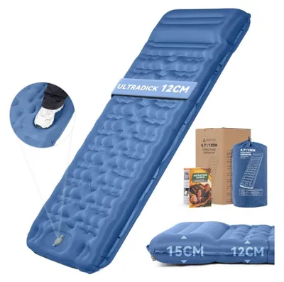 Productafbeelding van Isomat Camping 12 cm ultradikke slaapmat, opblaasbaar matras met voetpomp, 196x66 cm