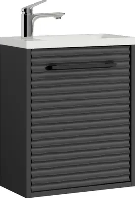 Produktbild von Badplaats Gäste-WC Waschtisch Set Etna 40 x 22 cm Schwarz Matt - Platzsparend Badmöbel Set mit Waschbecken und Unterschrank
