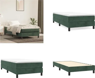 Productafbeelding van vidaXL Boxspringbed, donkergroen, 90x200 cm, fluweel - Boxspringbed - Boxspringbedden - Bed - Slaapkamer meubels