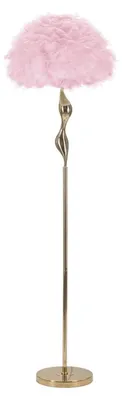 Immagine prodotto di Lampada da terra Slim Rosa con piume rosa e stelo oro scultoree