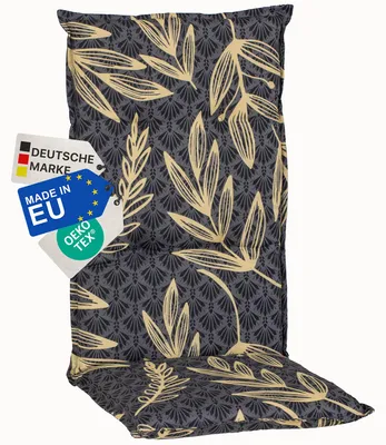 Produktbild von NYVI Gartenstuhl Auflage Hochlehner Barcelona - UV-Beständig, Atmungsaktiv, Strapazierfähig - Hochlehnerauflage Sitzkissen Outdoor - Sitzauflagen für Gartenstühle 118x50cm Goldene Blätter