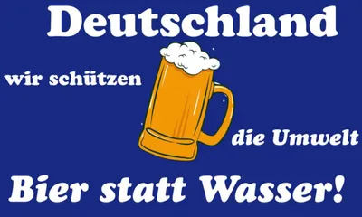 Produktbild von Flagge Bier statt Wasser 90 x 150cm, Stoffgewicht ca. 100 g/m² -Fahne- Hissfahne- Hissflagge - Sturmflagge -zum hissen - keine billige Chinaqualität!