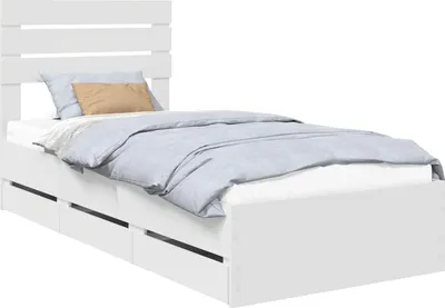 Obrázek produktu pro Rám postele se zásuvkou Bílá 90 x 190 cm Inženýrské dřevo