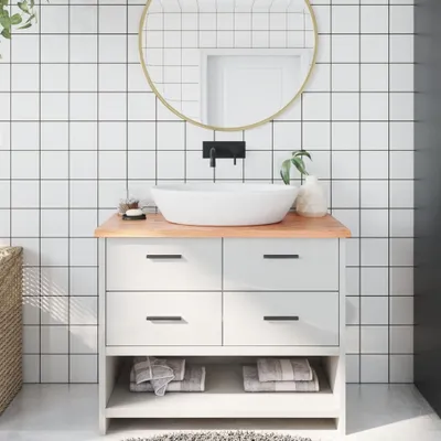 Produktbild von Waschtischplatte Hellbraun 100x50x2 cm Massivholz Behandelt